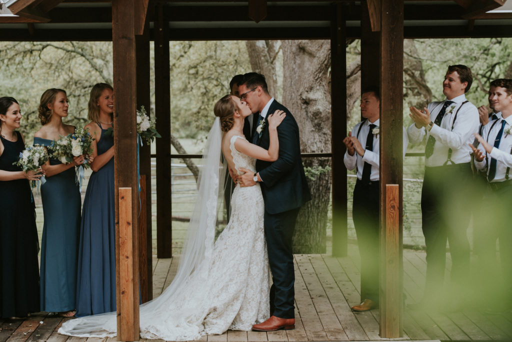 This is a photo of the first kiss at La Estancia Bella Wedding.